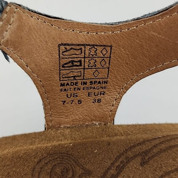 Taos Sandal Strappy Grey Leather Braided Low Cork Wedge Sole Size 7- 7.5 - Picture 15 of 16